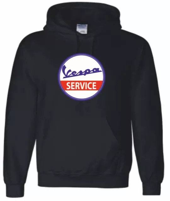 Vespa Service Round Style  Motorcycle Printed Hoodie in 5 Sizes