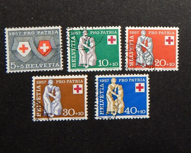 Schweiz 1957:  Kompl. Satz Pro Patria, MN 641-645, sauber gest.