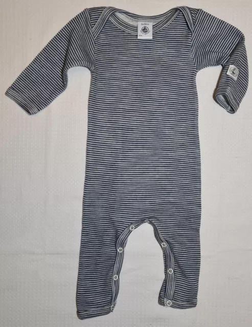 Petit Bateau Schlafanzug/ Langer Body NEU Wolle Ringel marineblau