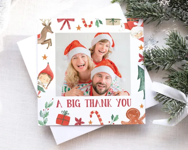 Christmas Personalised Photo Thank You Cards + Envelopes