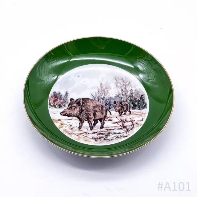 AK Kaiser Porcelana Placa de Pared Plato de Colección Jabalí N º 24 Borde Verde