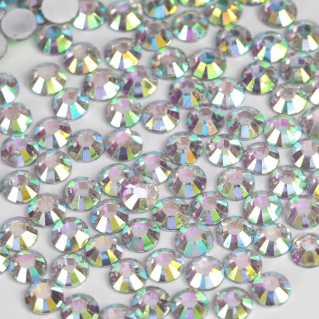 2 - 6mm Crystal Flat Back AB Iridescent Rhinestones Nail Art Festival Face Gems