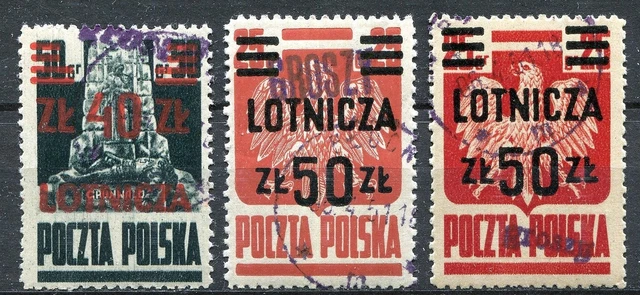 POLAND 1950 GROSZY OVPT ON SCOTT C19-C20a MICHEL 584-585a+b VFU