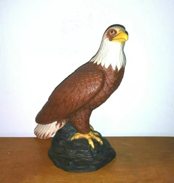 VTG BALD EAGLE on Rock Figurine Ceramic 8" Pride of America PATRIOTIC AVON 1982