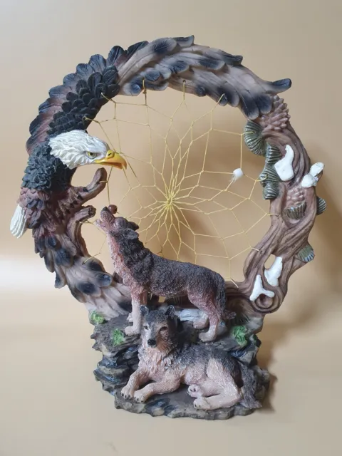 Native American Dream Catcher Wolves with Eagle