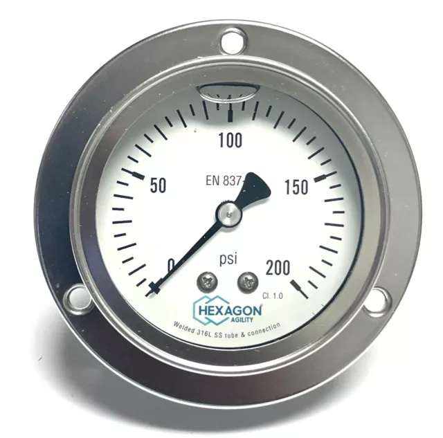 Hexagon Agility 10300425 Pony Tank Cng Gas/Fuel Low Pressure Gauge 0-200 Psi Pn: