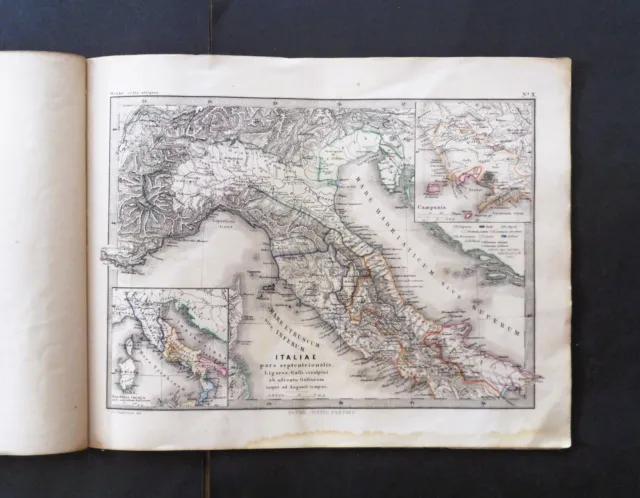 Mappa antica Italia Liguria Gallia Sardegna Campania - Atlante geografico Menke