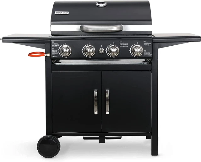 Gasgrill Grillwagen BBQ Grill Grillstation Griller Stahl 4 Brenner Gasgrill Neu