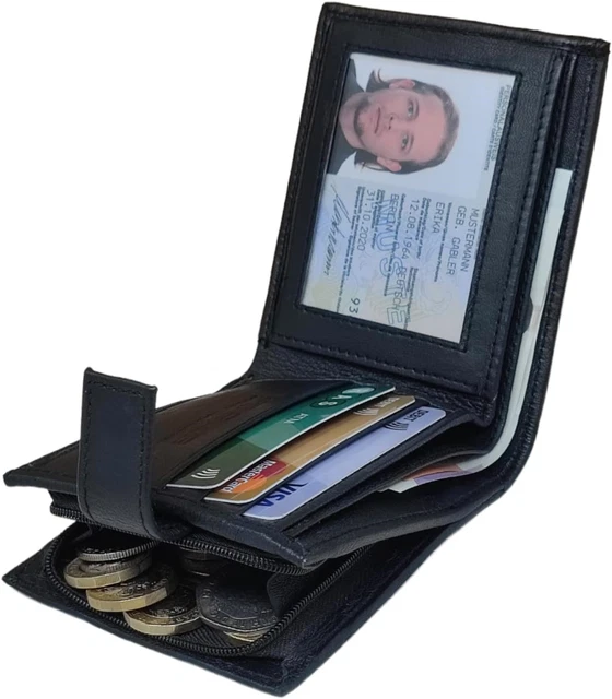 RAS Portafoglio Uomo In Vera Pelle Con Blocco RFID – 6 Slot Carte, 2 Tasche Banconote, 2 Scomparti Nascosti, Nero 185 - 5