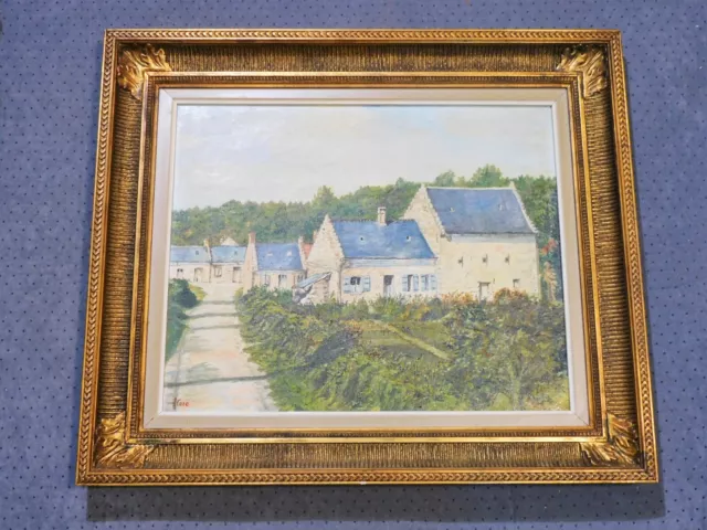 TABLEAU PEINTURE SELENS LES VIEILLES MAISONS SIGNé A.COZE  48CMX56CM BQ11