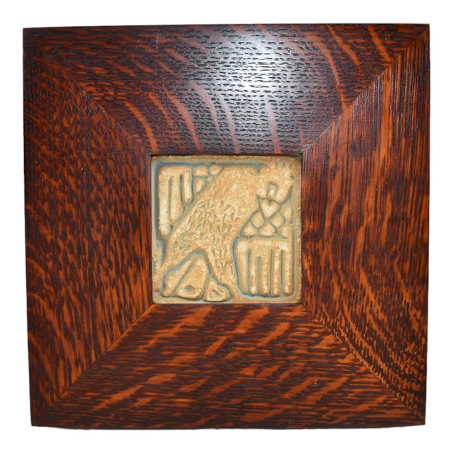 Batchelder California 1920s Art Pottery Bird Tan Framed Ceramic Tile