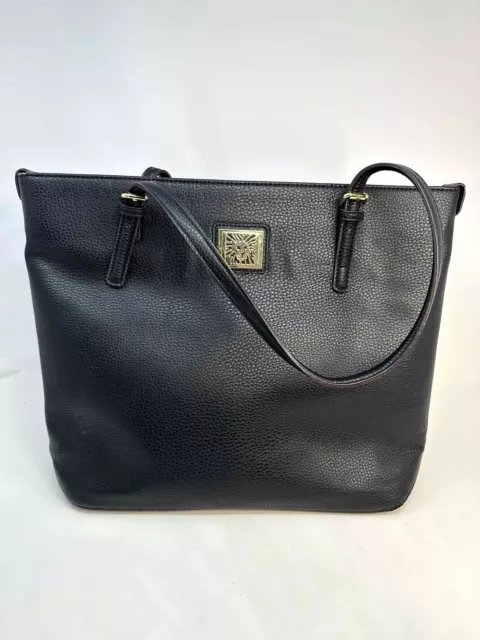 Anne Klein Tote Purse Black Faux Leather Handbag Large Croc Shoulder Bag Fashion