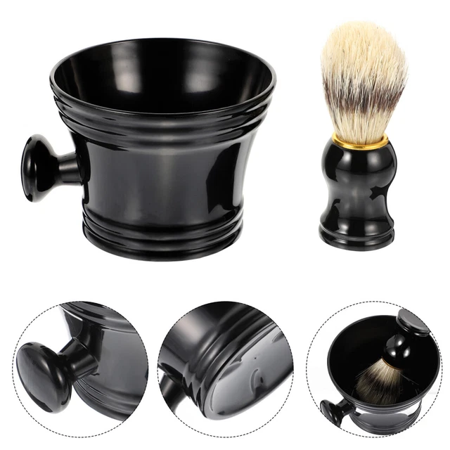 Spazzola da barba tazza sapone strumenti in ceramica uomo spazzola da barba nero Abs