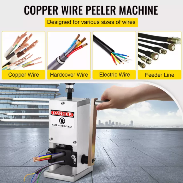 VEVOR Wire Stripping Machine Copper Cable Stripper Φ1.5-25mm w/ Drill Connector 2