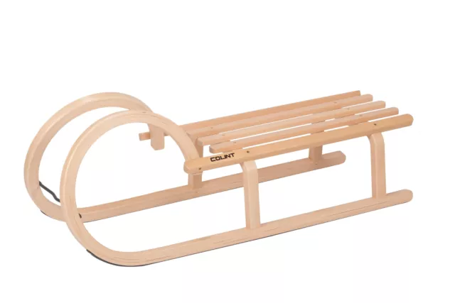 COLINT Hörner Rodelschlitten - 100 cm - Holz Kinder Winter Schnee Schlitten