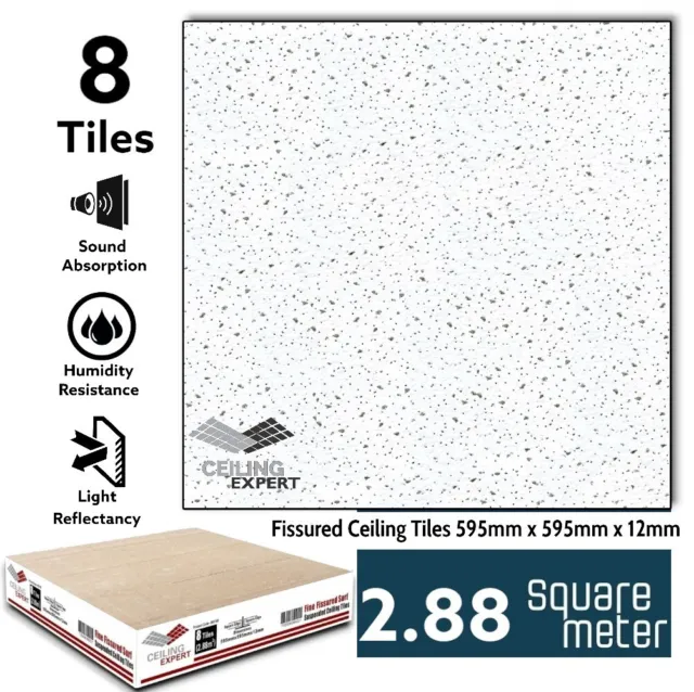 SUSPENDED CEILING ND Fissured Surf Cortega 595mm x 595 600mm x 600mm 8 Tiles