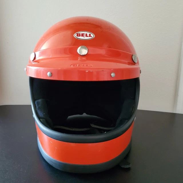 Vintage 1974 Bell Star 120 Orange Full Face Helmet Size 7 with Bell 240 Visor