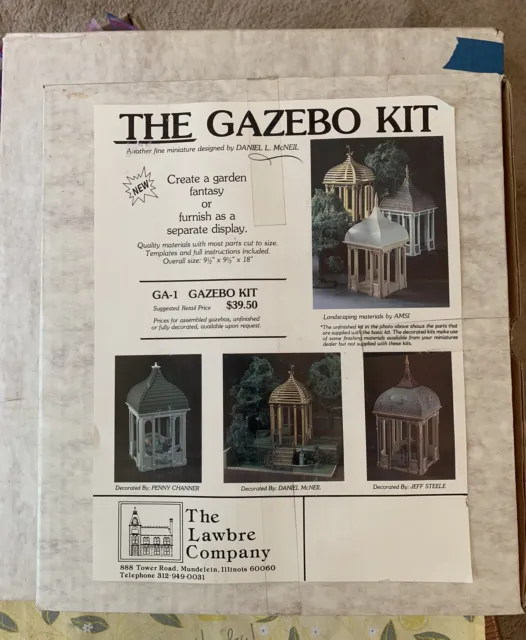 Lawbre Co Dollhouse The Gazebo Kit  GA-1     9.5” X 8.5” X 18” Miniature