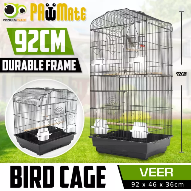 Bird Cage Parrot Aviary Pet Stand-alone Budgie Perch Castor 2 IN 1 Design 92cm