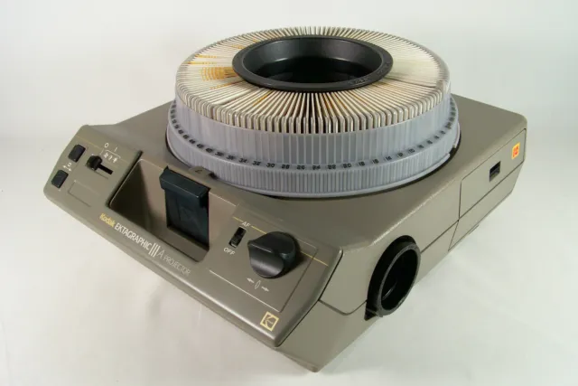 Kodak Ektagraphic III A Carousel Slide Projector w/Two Trays, Two Lens, & Manual