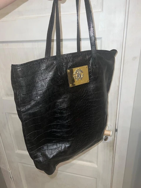 Roberto cavalli 2025 logo leather tote