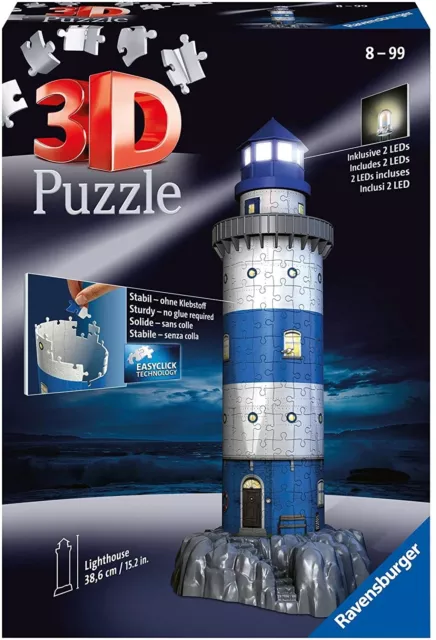 RAVENSBURGER, Puzzle 3D 216 Pièces Phare illuminé, RAV125777