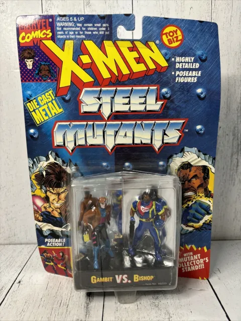 X-Men Steel Mutants Gambit VS Bishop Set Metal Action Figure Toy Biz 1994 Marvel