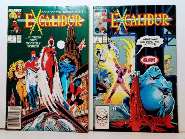 Excalibur 1 & 2 Marvel Comics Oct/Nov 1988 Chris Claremont Captain Britain GC