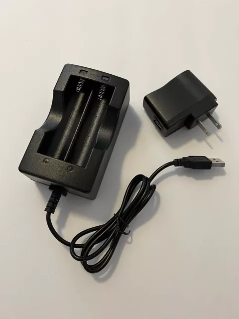 TWO - 2 Slot Battery USB Charger for Rechargeable Flashlight Batteries 18650