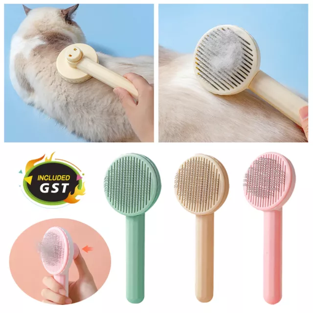 Hair Remover Pet Brush for Dog Cat Grooming Tool Self Cleaning Slicker Comb AU