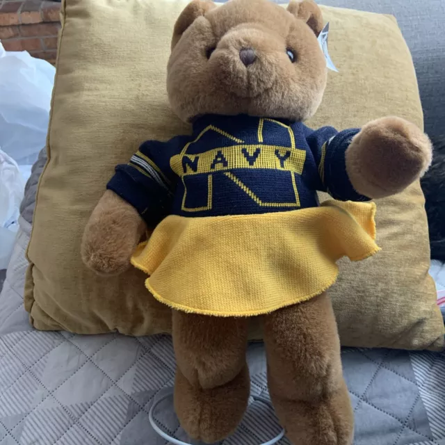 Roxbury Mills Point 4.0 Plush Teddy Bear with Team NAVY Sweater Dress 16"