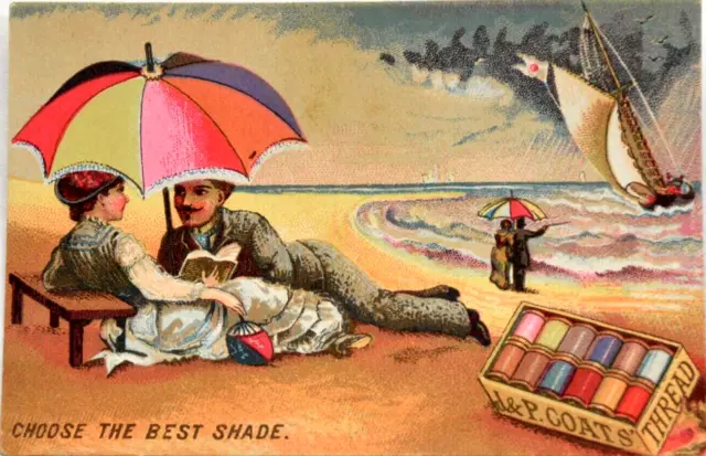 J & P Coats Thread Choose The Best Shade Victorian Trade Card