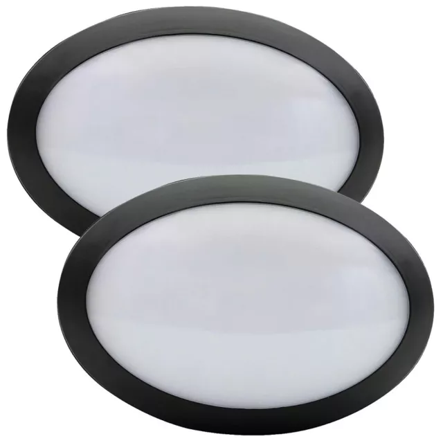 2 x LED Außenleuchte IP66 oval 10W = 60W schwarz Lampe kaltweiß 6000K >> UVP 59€