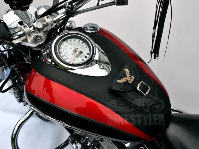 Sp Yamaha Dragstar Vstar XVS1100 MASSGEFERTIGT KLASSISCHER LEDER TANK Panel Abdeckung Pad Lätzchen