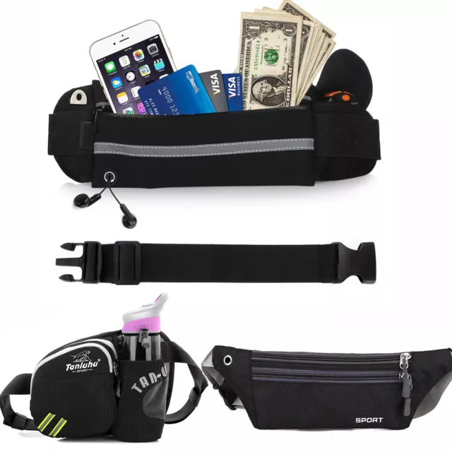 Waterproof Sport Runner Waist Bum Bag Running Jogging Belt Pouch Zip Fanny Pack