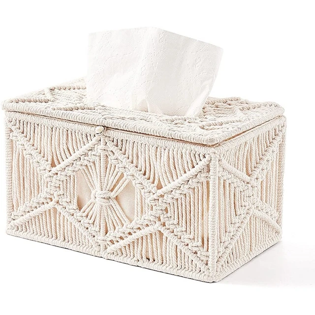 Cubierta de pañuelo caja boho decoración papel rectangular soporte de pañuelo L4U1