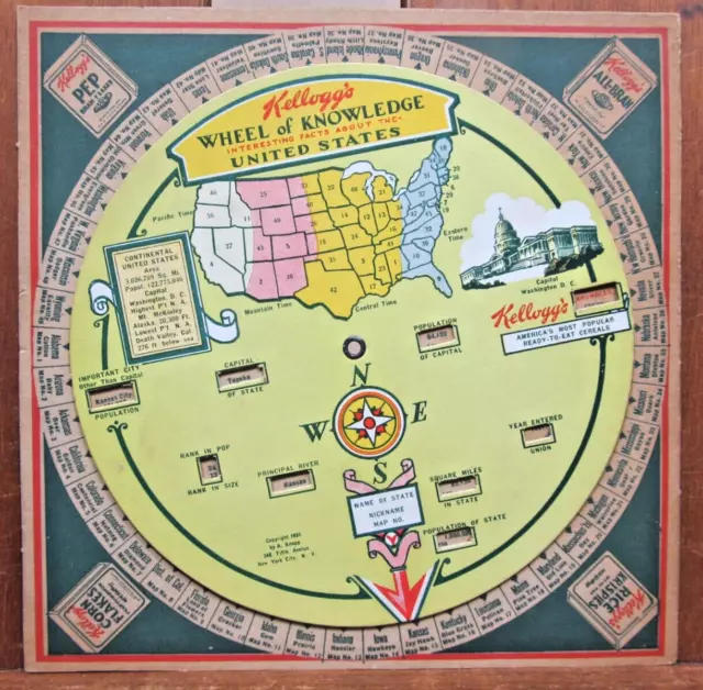 Kellogg's Wheel of Knowledge Interesting facts about the United States 1931