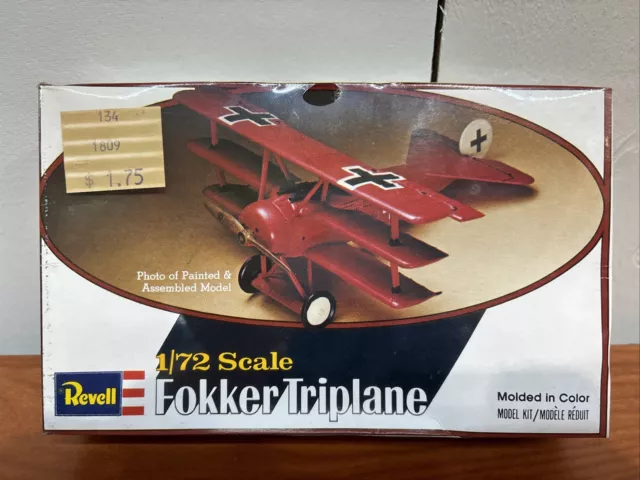 Vintage Revell  1/72 FOKKER Triplane Airplane Model Kit H-52 Sealed WW1 CV JD