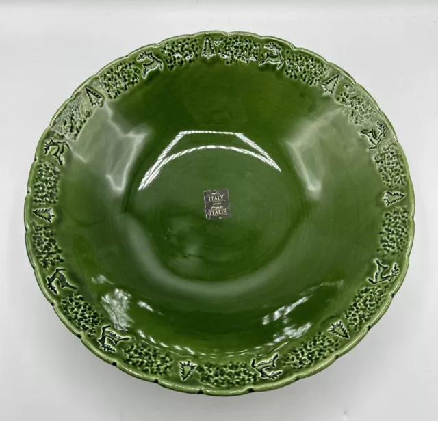 Maioliche Jessica Large 13” Green Holiday Serving Bowl Made in Italy *BRAND NEW*