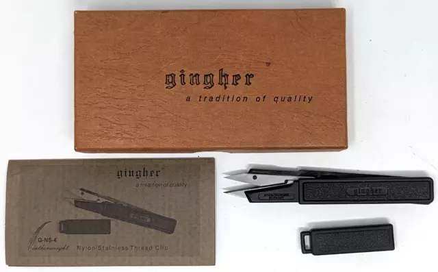 New VTG Gingher G-NS-4 Lightweight Thread Clip Snips Tool Box & Manual FG23