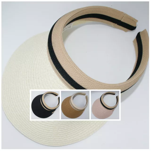 Damen Strohhut Visoren Sonnenschutz Sommer Sonnenhut für Strand Urlaub Hut