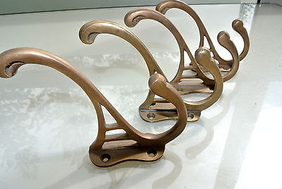4 natural look hall stand 4 COAT HOOKS door solid brass aged old style 4 "DECO B