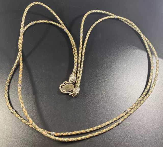 Chan LUU Two Strand Leather Necklace 925 Sterling Nugget Bead Station Signed