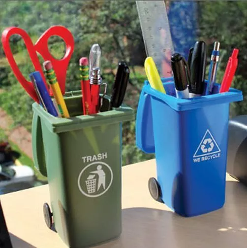 Mini Curbside Desk Trash & Recycle Can Garbage Office Set