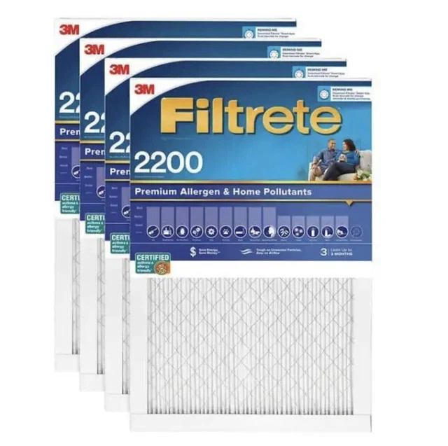 4 Pack 3M Filtrete 2200 Premium Allergen & Home Pollutants 14x25x1 Filter NEW