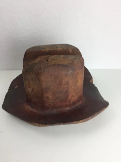 Antike Hutform Hut Teak Holz Teakholz alt Cowboy top. 2