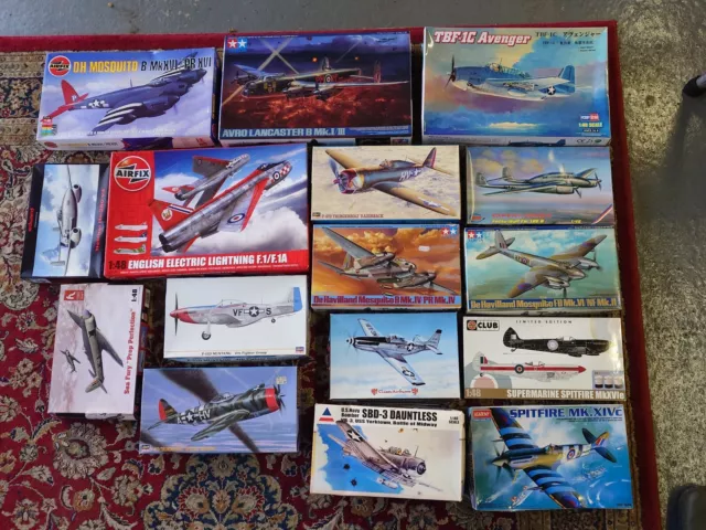 Fantastic collection of 1/48th military aircraft model kits - complete unstarted