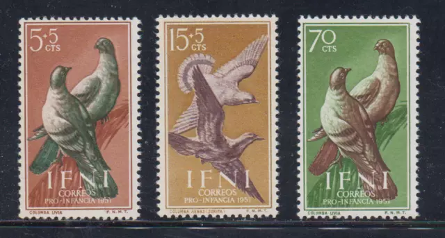 Ifni 1957 Spain Set Mint Mnh Edifil 135-137 Scott 81,B29-B30 Fauna Birds Doves