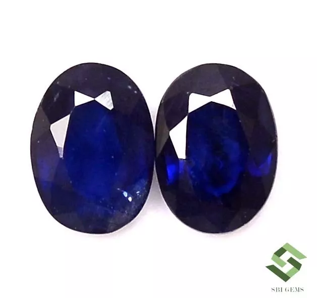 7x5 MM Saphir Naturel Bleu Coupe Ovale Paire 1.82 Carats Calibré Desseré Gemmes