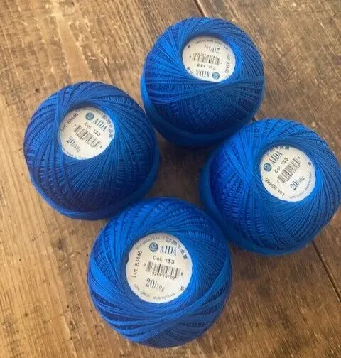 4 Ball of Coats Aida 20/50g Crochet Cotton New old stock - Royal Blue no 133